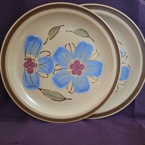 Vintage Japanese Hearthside Rose Of Sharon Stoneware Dinner Plates (x2)